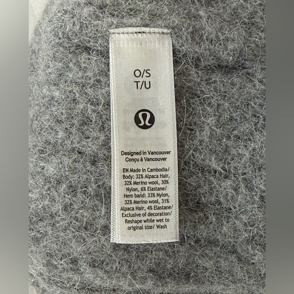 lululemon | Gray Merino Wool Alpaca Blend Beanie Chunky Cozy Soft Unisex O/S main image 7